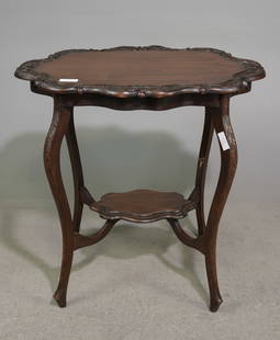 English Carved Two Tier Side / Occasional Table: English Carved Two Tier Side / Occasional Table - 28 in tall x 29 x 20.5