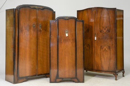 Three English Walnut Robes / Armoires