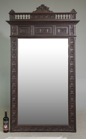 Renaissance Style Carved Oak Framed Mirror