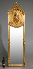French Style Tall Gold Framed Beveled Mirror