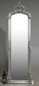French Style Silver Framed Beveled Mirror