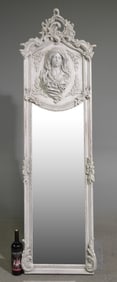 French Style Tall Painted Framed Beveled Mirror