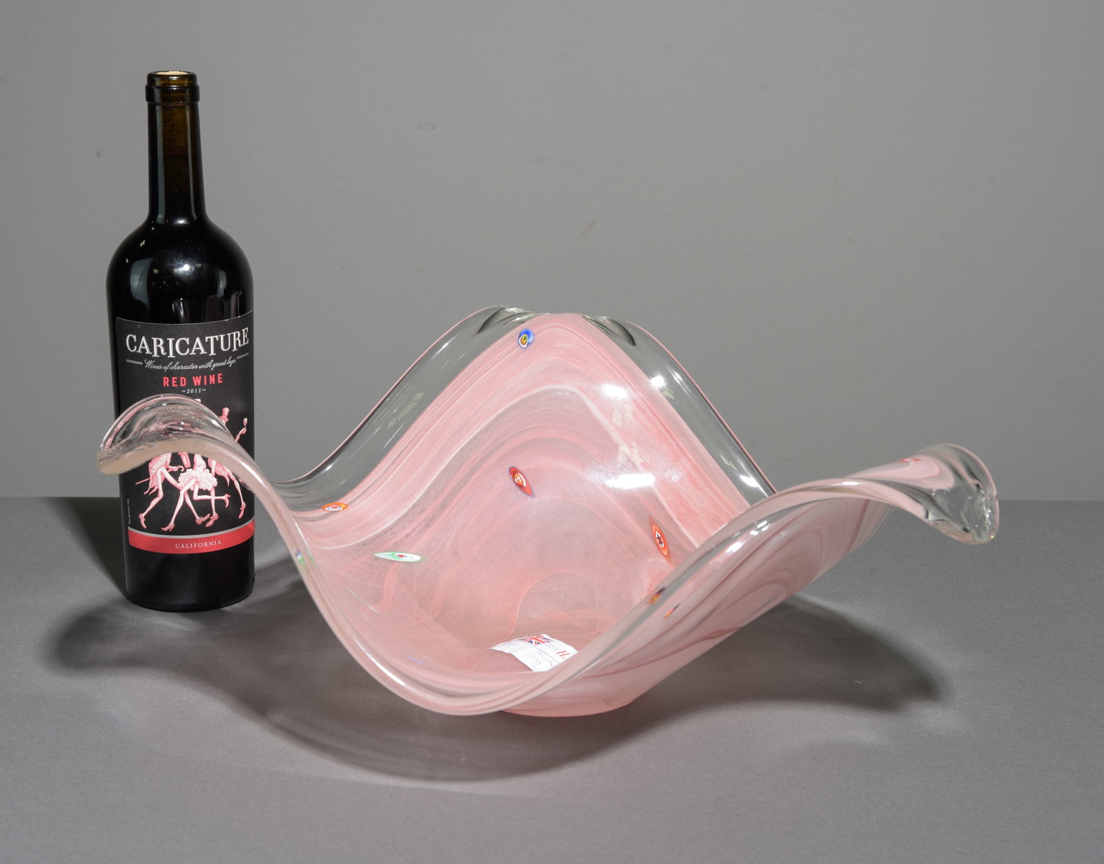 Italian Murano Blown Art Glass Center Bowl: Italian Murano Blown Art Glass Center Bowl - 6.5 in tall x 17 x 15