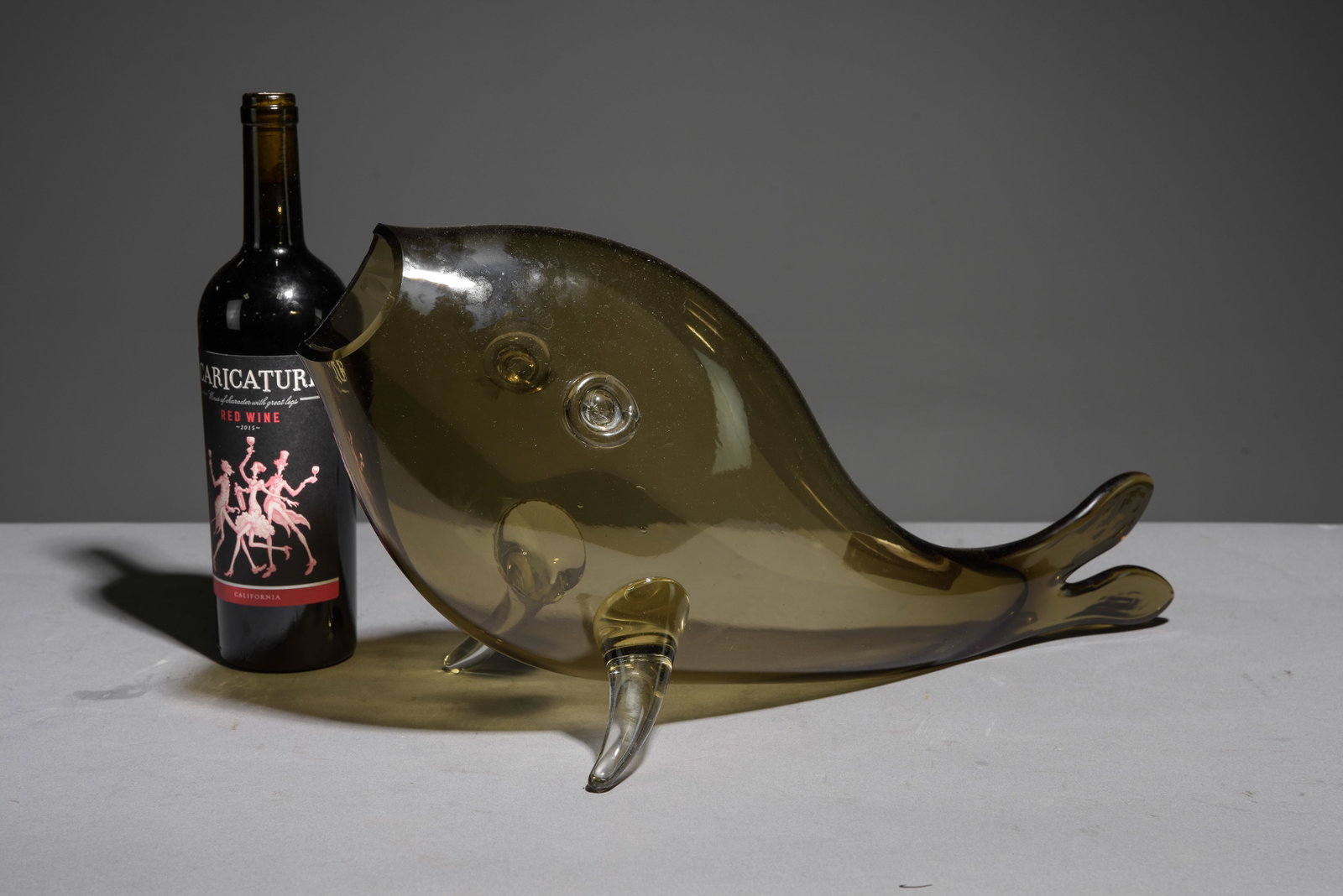 Hand Made Blown Glass Gurgle Fish: Hand Made Blown Glass Gurgle Fish - 10 in tall x 19.75 x 8.25