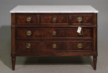 Louis XVI Style White Marble Top Chest #1
