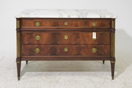 Louis XVI Style White Marble Top Chest #2