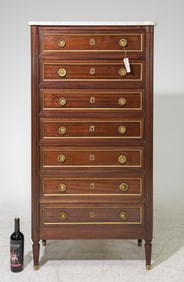 Louis XVI Style Marble Top Semainier / Chest
