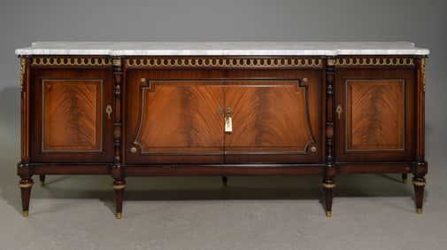 Louis XVI Style White Marble Top Sideboard