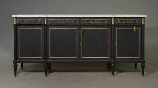 Louis XVI Style White Marble Top Painted Sideboard