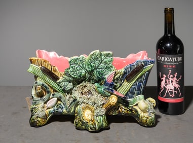 Palissy Style Majolica Jardiniere - Birds Nest
