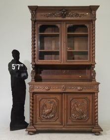 Louis XIII Style Carved Oak Double Buffet