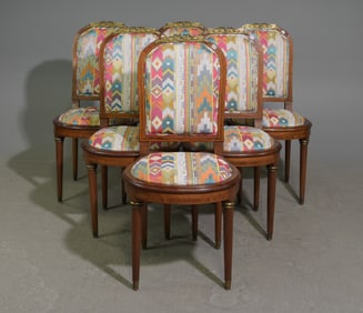 Louis XVI Style Set of 6 Mahogany Dining Chairs