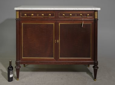 Louis XVI Style White Marble Top Buffet #1