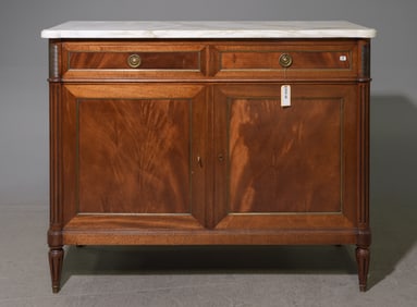 Louis XVI Style White Marble Top Buffet #2