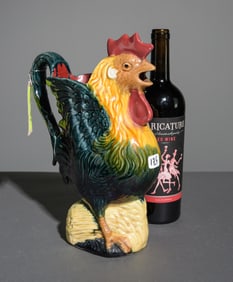 French Majolica Rooster Pitcher