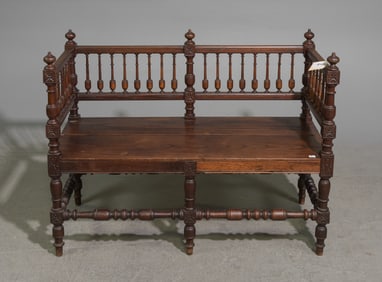 French Chestnut Two Seater Hall Bench