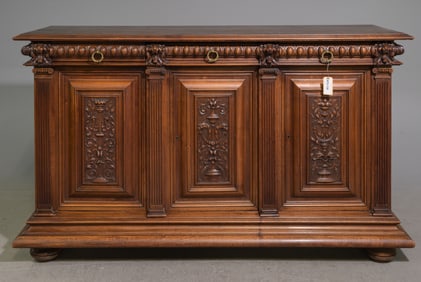 Renaissance Style Carved Walnut Sideboard