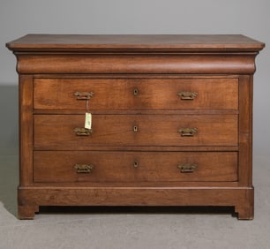 Louis Philippe Style Large Oak Four Drawer Chest