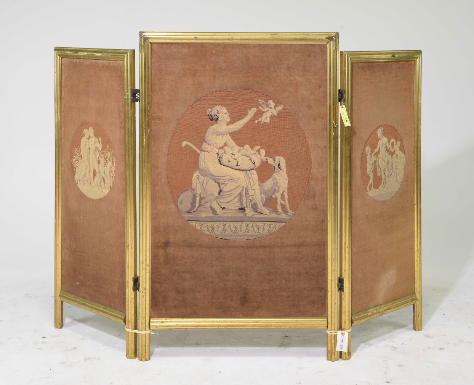 French Three Panel Gold Framed Tapestry Screen (1 of 6)