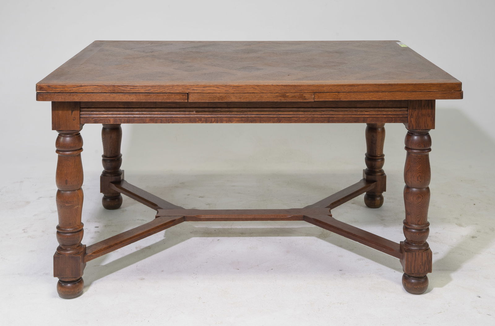 French Parquet Top Oak Draw Leaf Dining Table (1 of 4)