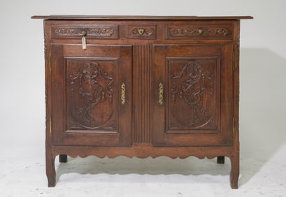 Louis XV Style Carved Oak Buffet / Sideboard