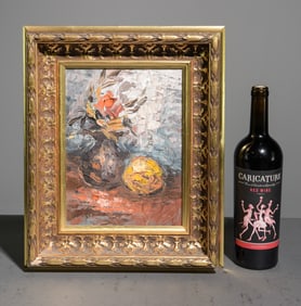 Gold Framed Small Acrylic on Canvas Still Life