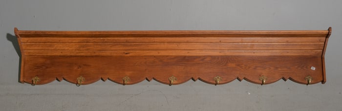 French Large Oak Wall Rack / Shelf with Hooks #1