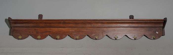 French Large Oak Wall Rack / Shelf with Hooks #2