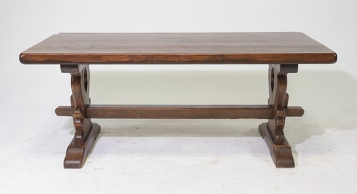 French Solid Oak Trestle Base Table