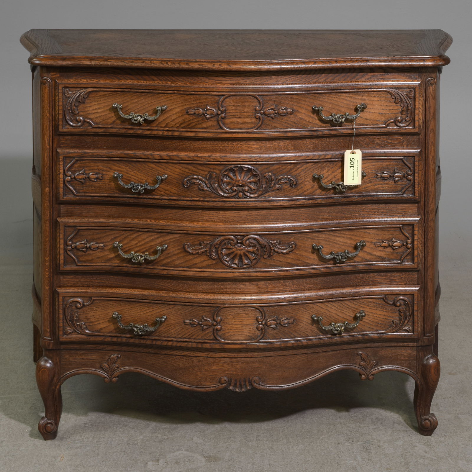 Louis XV Style Parquet Top Four Drawer Chest (1 of 5)