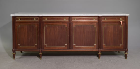 Louis XVI Style White Marble Top Sideboard