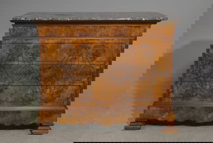 Louis Philippe Style Walnut Marble Top Chest