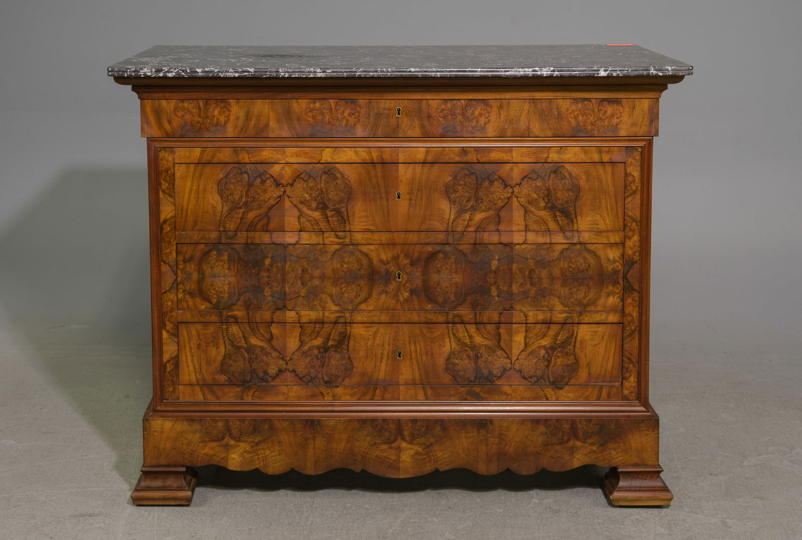 Louis Philippe Style Walnut Marble Top Chest (1 of 6)