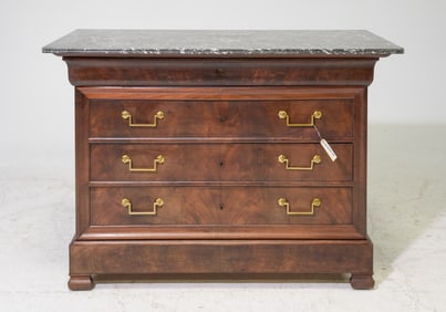 Louis Philippe Style Mahogany Marble Top Chest