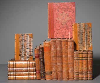 18 Assorted European Leather Bound Books #1