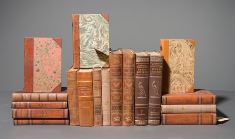 18 Assorted European Leather Bound Books #2