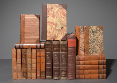 21 Assorted European Leather Bound Books