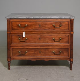 Louis XVI Style Grey Marble Top Chest