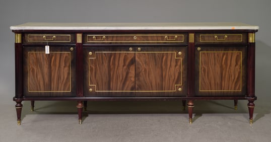 Louis XVI Style White Marble Top Sideboard