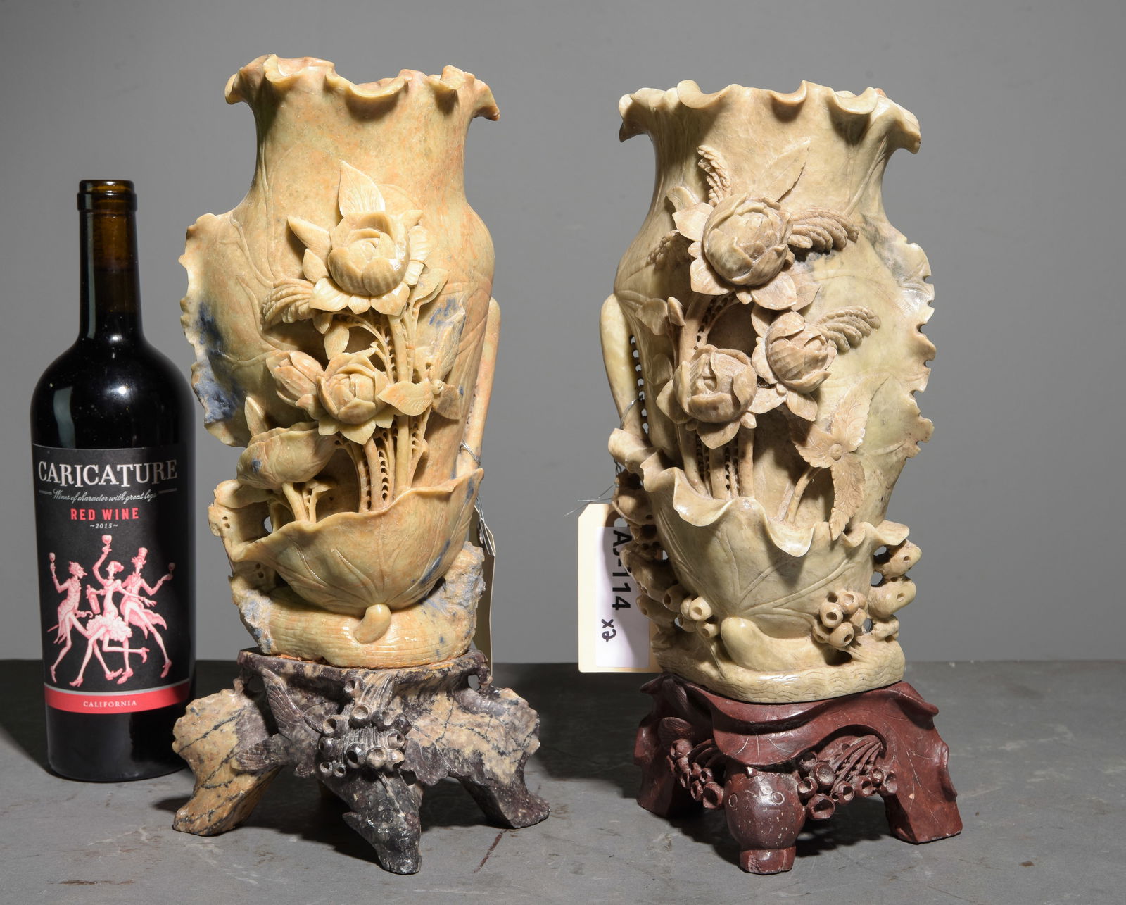 Two Chinese Hand Carved Soapstone Vases (1 of 5)