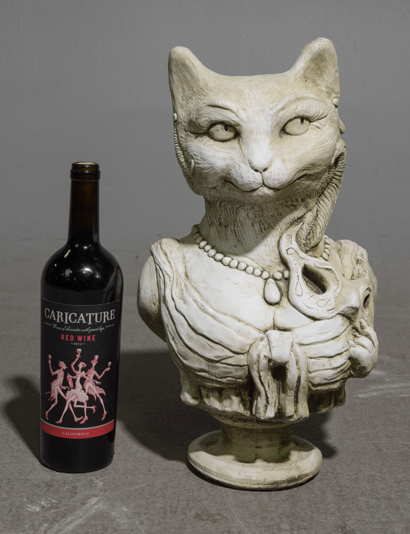 Aristocratic Cast Stone Cat Bust (1 of 5)