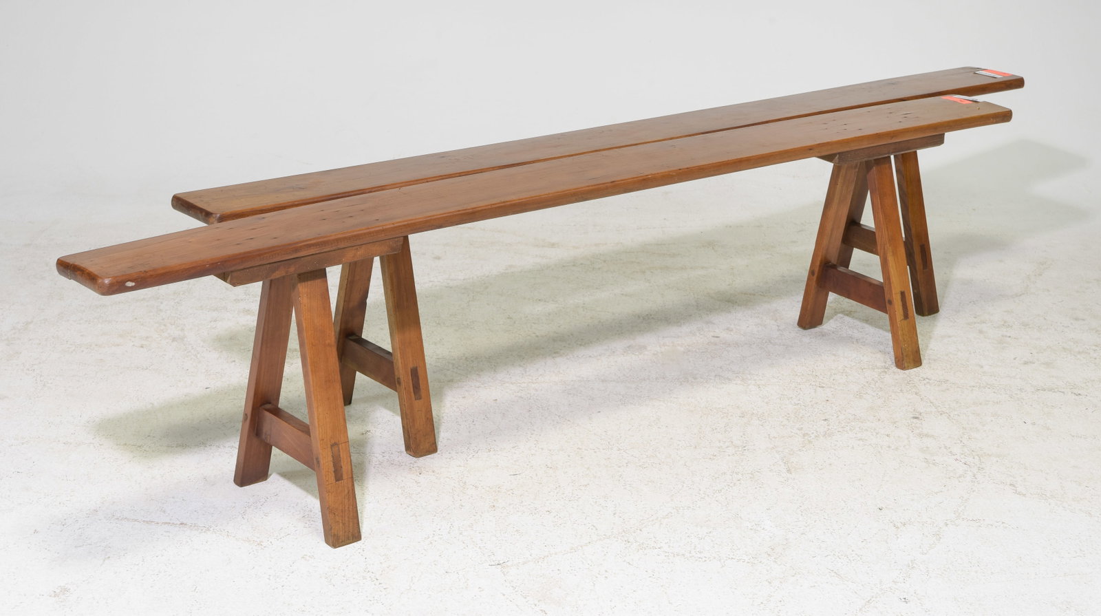 French Pair of Farmhouse Benches: French Pair of Farmhouse Benches - 18 in tall x 78 x 11.5 each