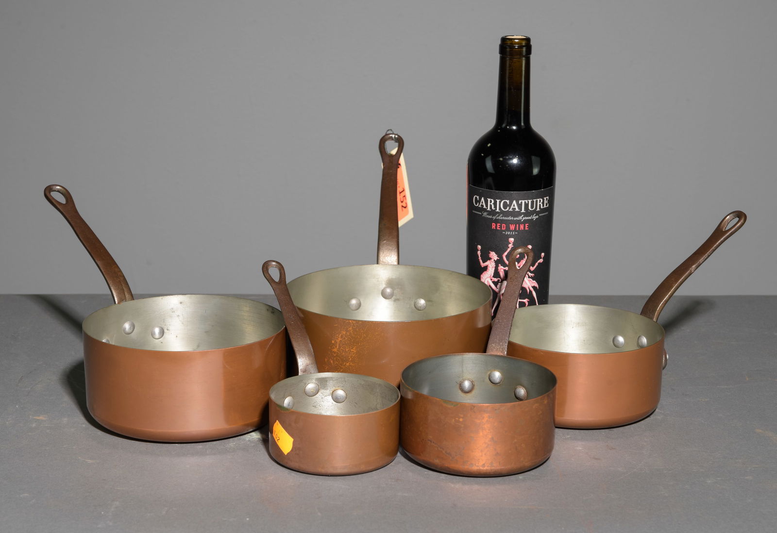 French Set of 5 Copper Sauce Pans #1 (1 of 3)