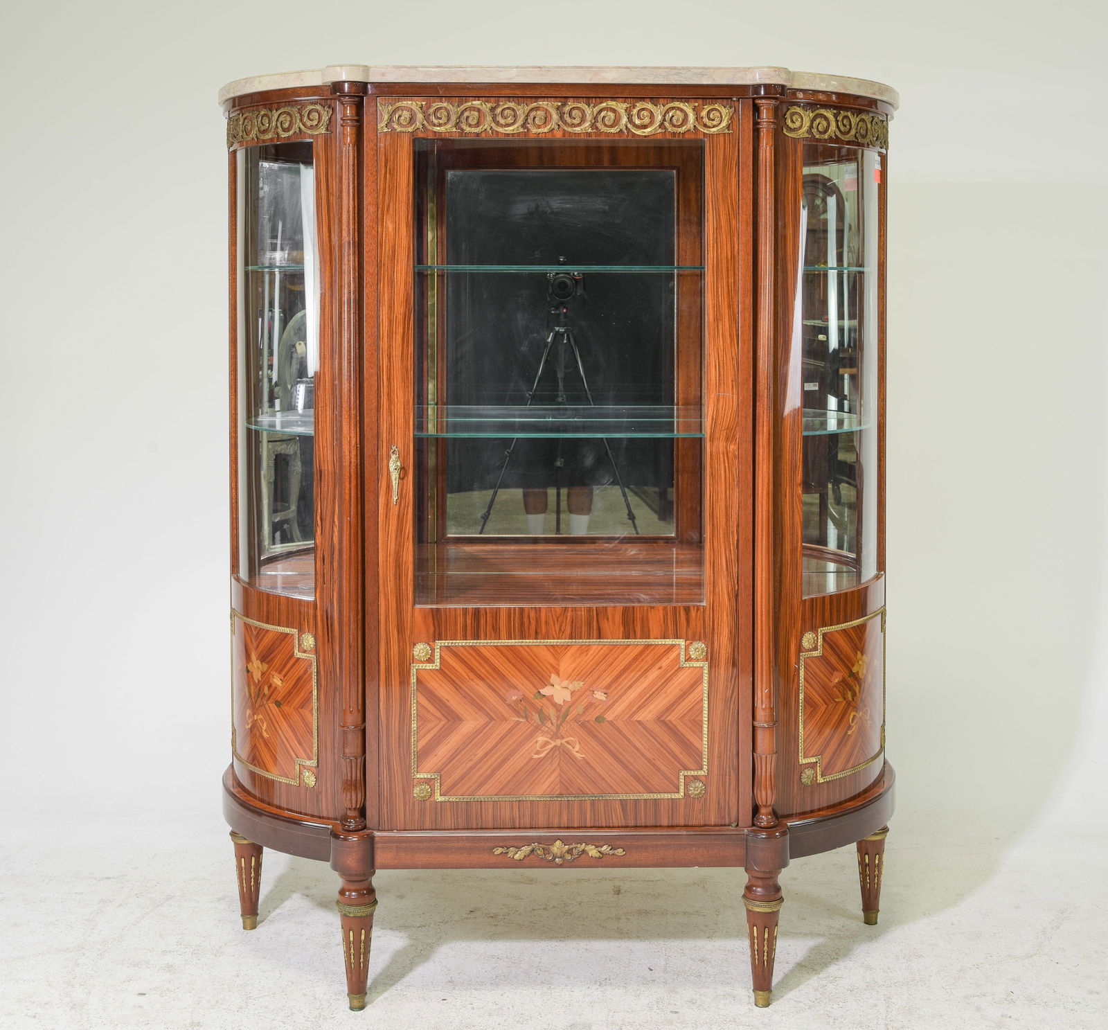 Louis XVI Style Marble Top Mirror Back Showcase (1 of 3)