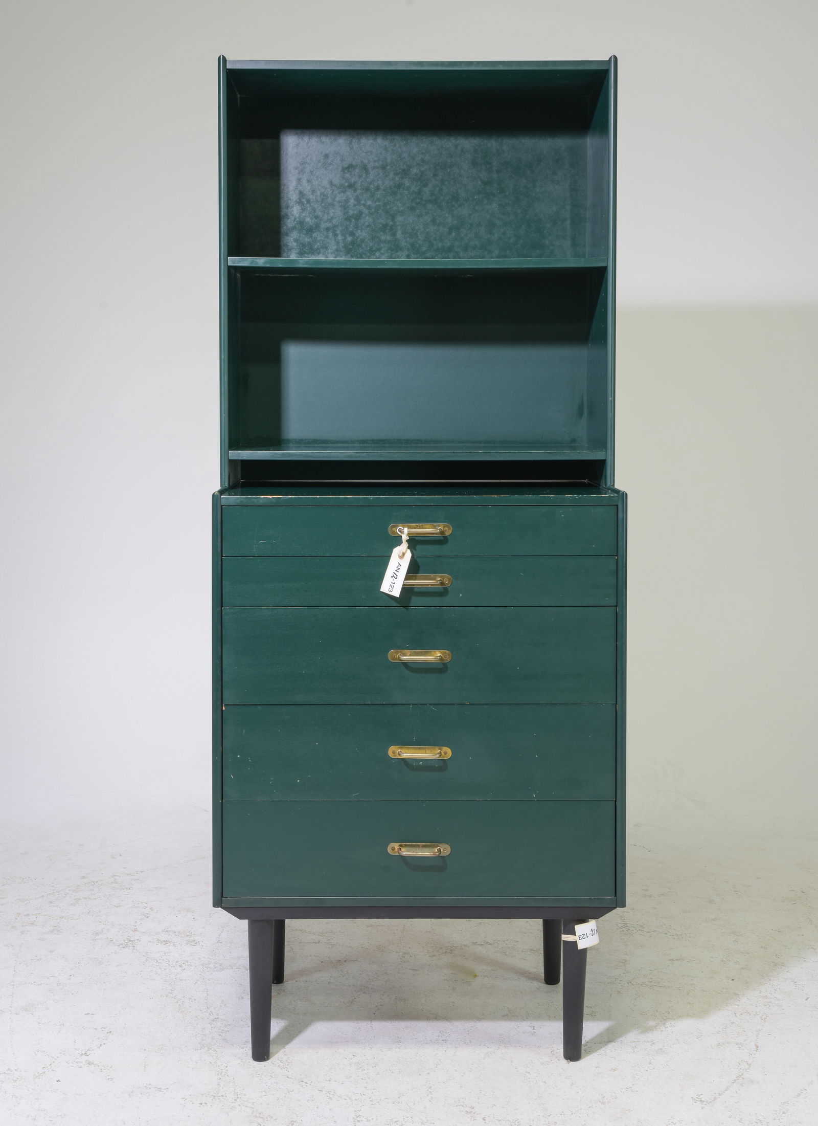 Danish Modern Green 2 Part Bookshelf / Wall Unit (1 of 8)