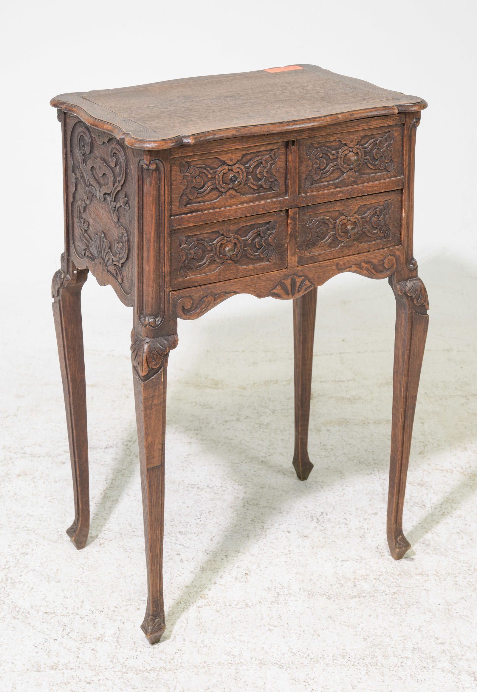 British Carved Oak Sewing Box / Stand (1 of 5)