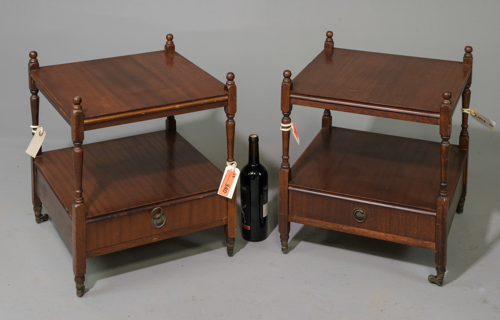 Pair Of Danish Mahogany Side Tables: Pair Of Danish Mahogany Side Tables - 21 in tall x 17.5 x 17.5
