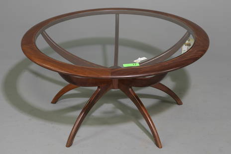 Mid Century Modern Round Spider Table - Gplan: Danish Modern Style Round Coffee / Cocktail Spider Table by British Furniture Maker G-Plan - 17.5 in tall x 35.5 inch diameter