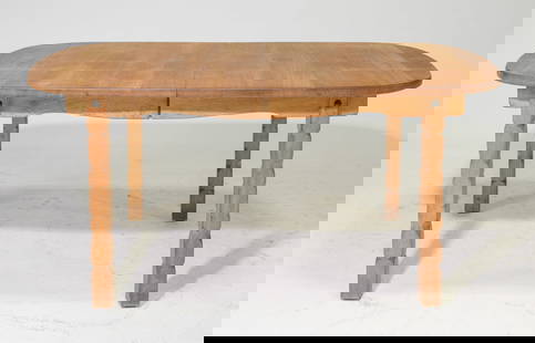 Danish Oak Oval Dining Table with Leaf: Danish Oak Oval Dining Table with Leaf - 28.75 in tall x 63 x 41.5, Floor to apron is 24 inches and the space between the legs with out the leaf is 38 inches, Leaf adds an additional 19.5 inches - Sim