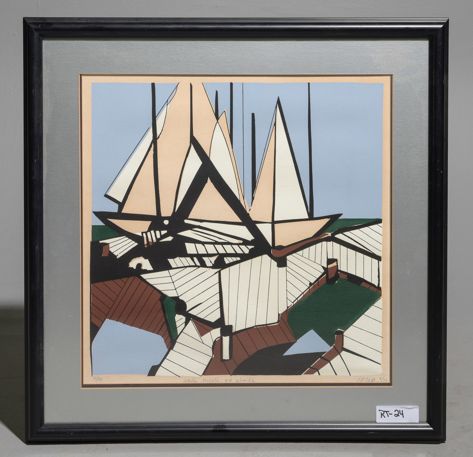 Framed Nautical "Sail Master" Art - 9 of 60: Framed Nautical "Sail Master" Art numbered 9 of 60 - "Sails, Masts and Planks" - 26 in tall x 26 x 1 - This came to us from an individual estate. We did not receive any certificates of authenticity an